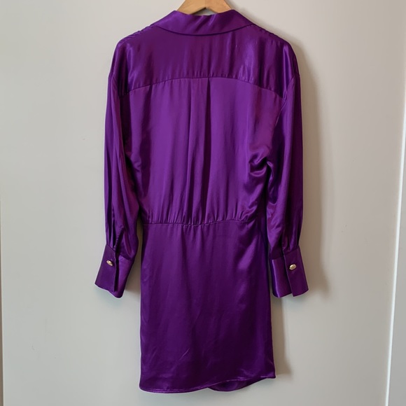 SOLD || Zara Purple Satin Effect Wrap Dress- Size L - Picture 3 of 13
